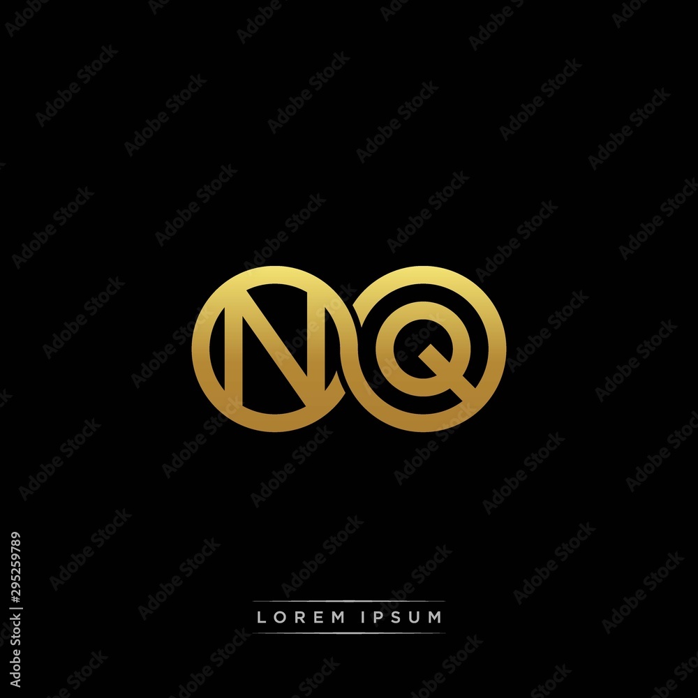 NQ initial letter linked circle capital monogram logo modern template silver color version