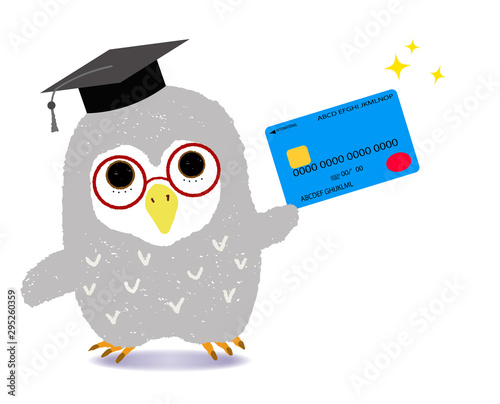 an owl with a credit card クレジットカードを持ったフクロウ