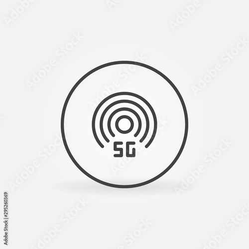 5G technology in circle vector outline icon or sign
