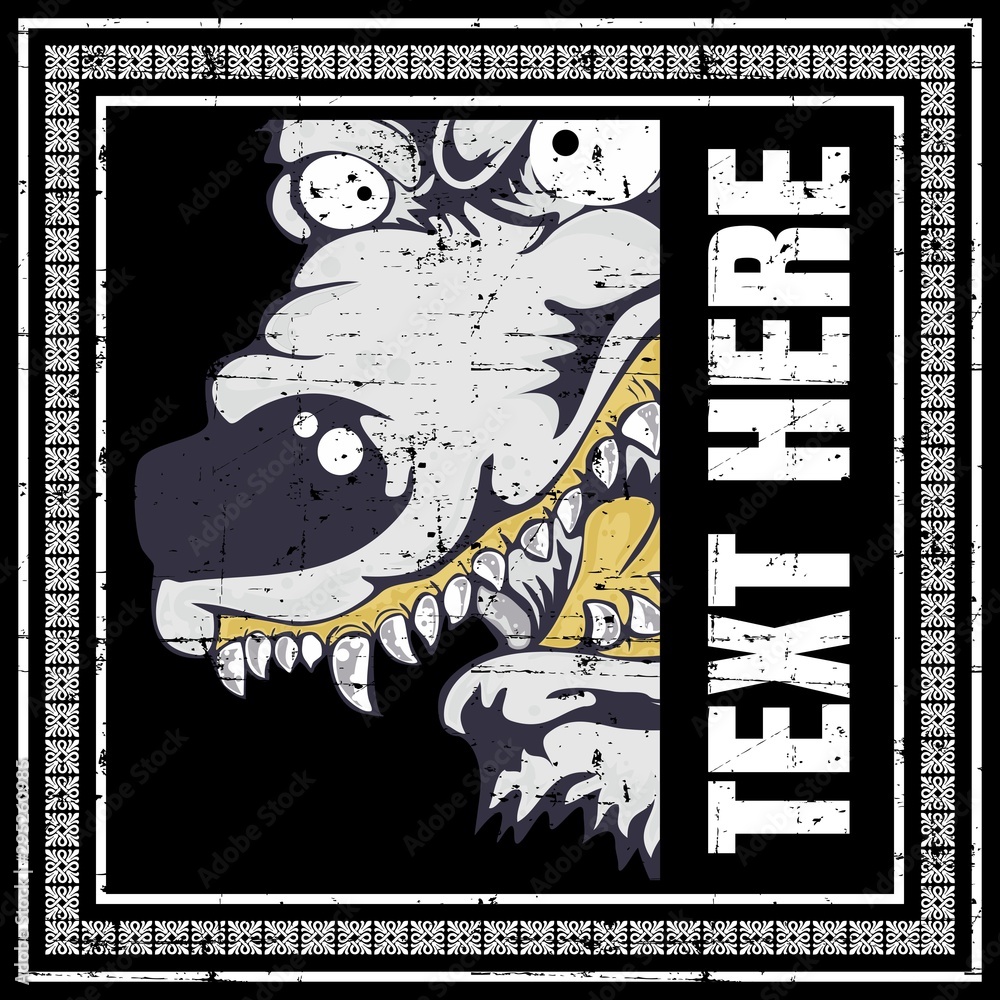 Obraz premium Angry Wolf Face.vector hand drawing