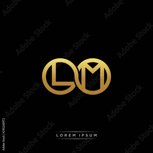 LM initial letter linked circle capital monogram logo modern template silver color version