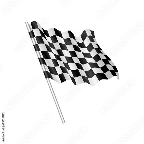 Checkered flag. Car race or motorsport rally flag on white background.
