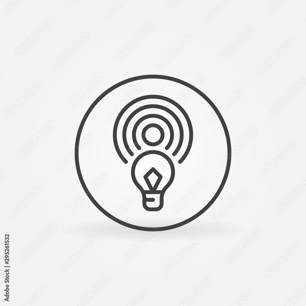 Wi-Fi light bulb vector icon or symbol in thin line style Wi-Fi light bulb vector icon or symbol in thin line style