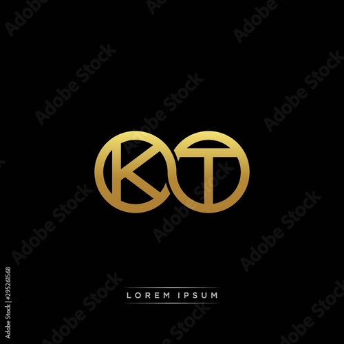 KT initial letter linked circle capital monogram logo modern template silver color version photo