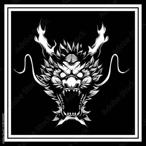 head dragon hand drawing vector