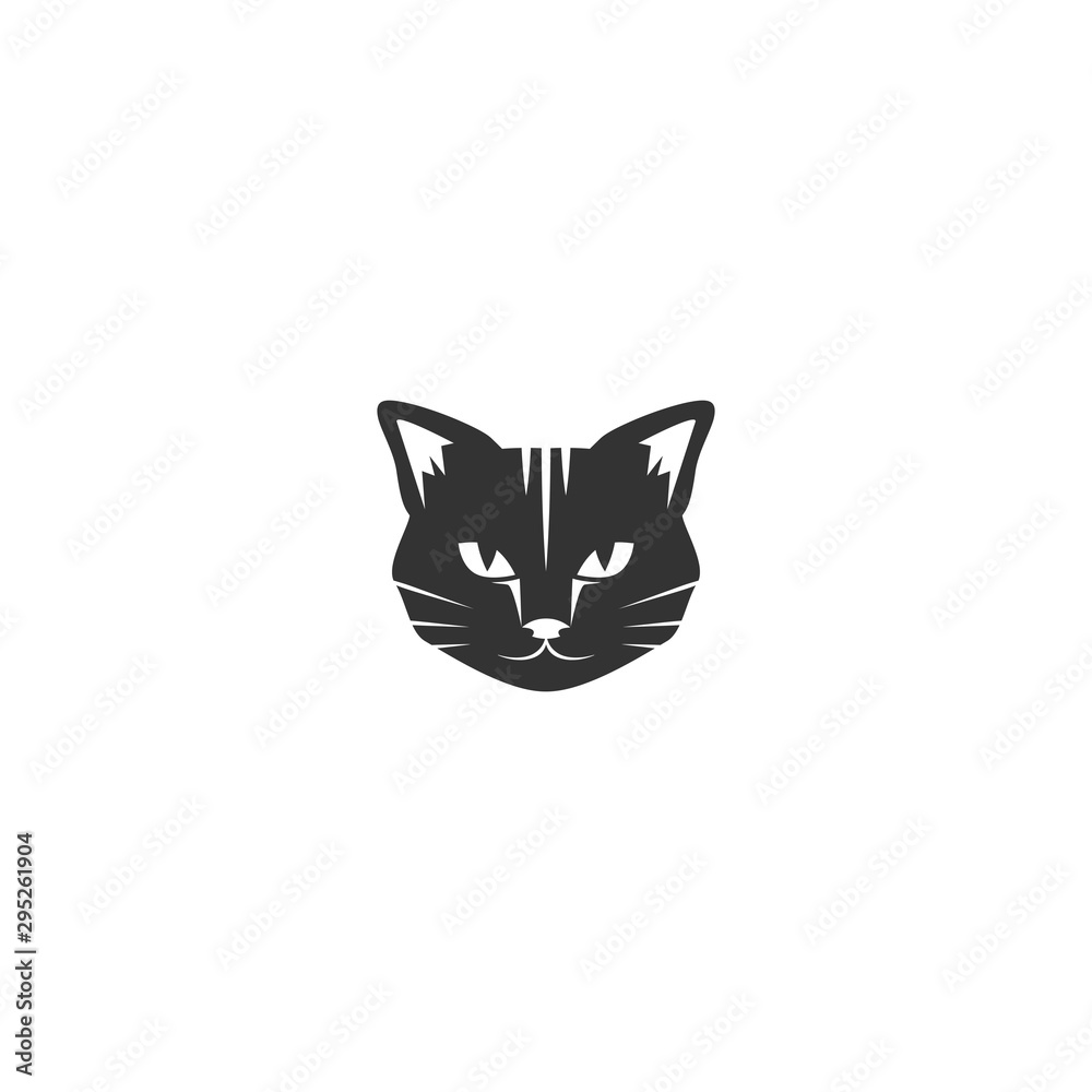 Black cat's head icon isolated on white. tough, cool tom cat with severe look. Black cat's head icon isolated on white. tough, cool tom cat with severe look.