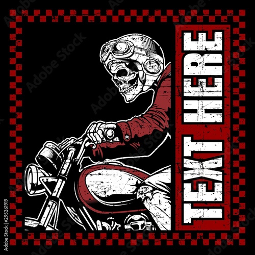 skull bikers wearing helmet hand drawing vector