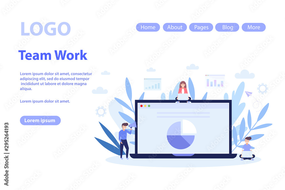 Team building and team work web page.Flat vector illustration isolated on white background. Can use for web banner, infographics, web page. Team building and team work web page.Flat vector illustration isolated on white background. Can use for web banner, infographics, web page.