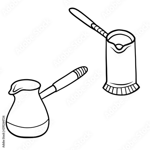 Hand drawn turk coffee isolated on a white. Sketch. Coffee concept. Vector illustration.