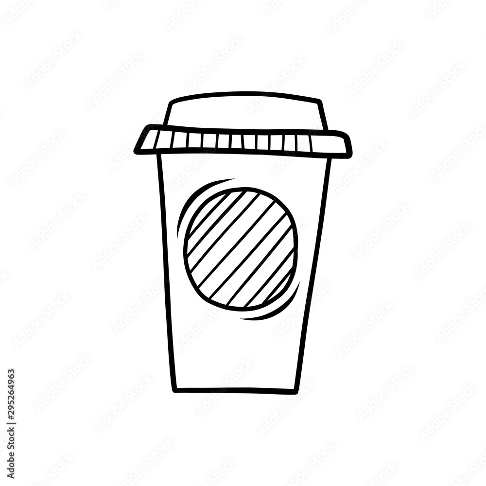 Hand drawn paper coffee cup isolated on a white. Sketch. Coffee to go concept. Vector illustration. Hand drawn paper coffee cup isolated on a white. Sketch. Coffee to go concept. Vector illustration.
