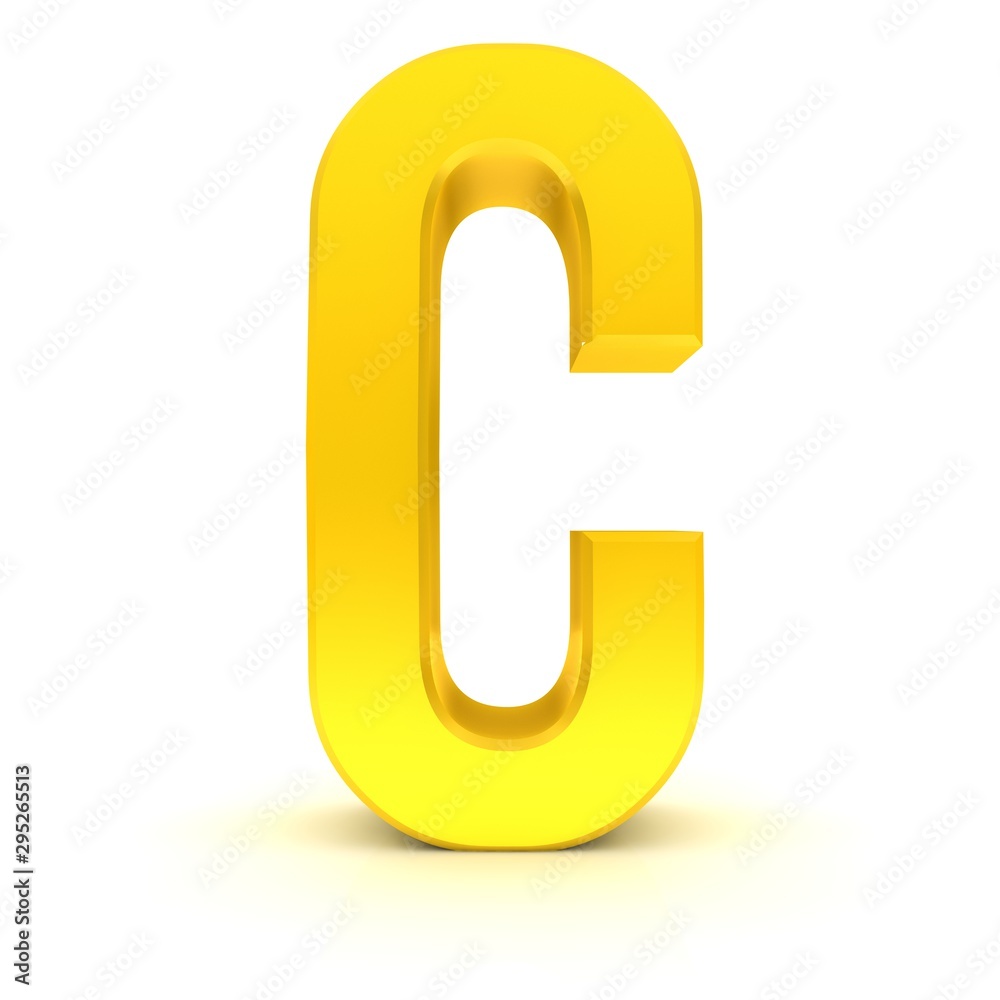 letter C gold sign alphabet capital character 3d font text isolated on white letter C gold sign alphabet capital character 3d font text isolated on white