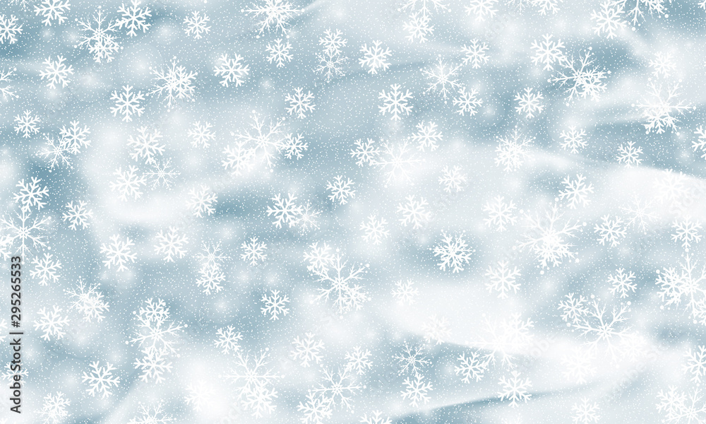 Fototapeta premium Falling snow background. Vector illustration
