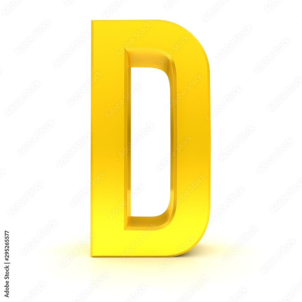 letter D gold sign alphabet capital character 3d font text isolated on white