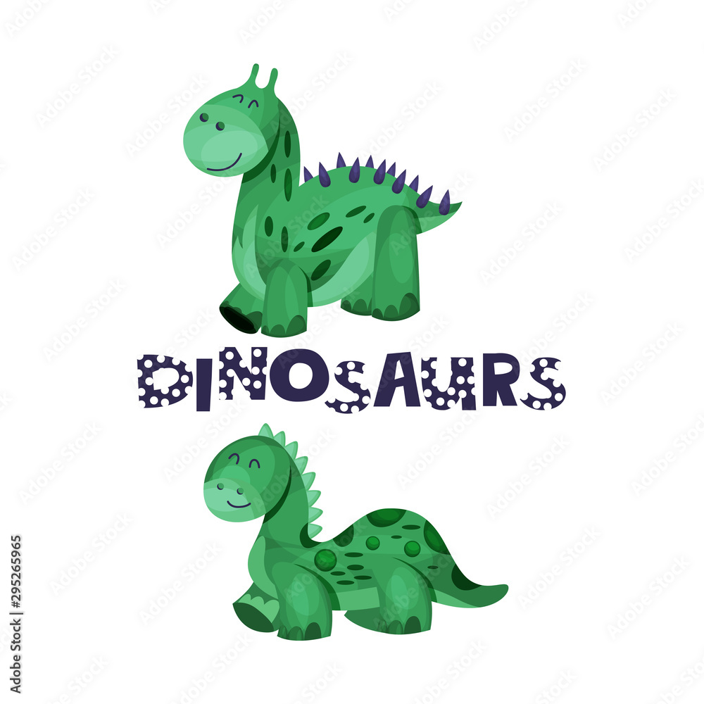 Fototapeta premium Cartoon Dinosaur Character Cute Vector Isolated Illustration