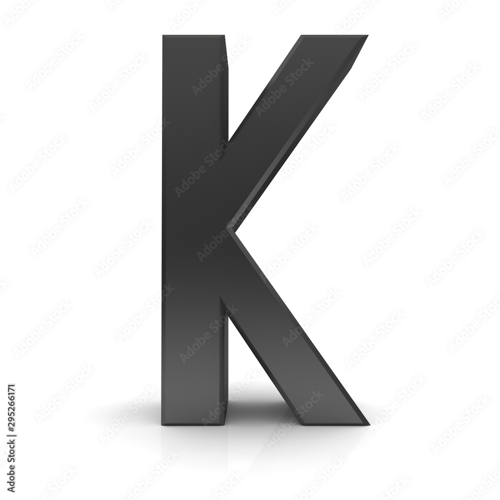 K letter black 3d sign 3d rendering isolated on white K letter black 3d sign 3d rendering isolated on white