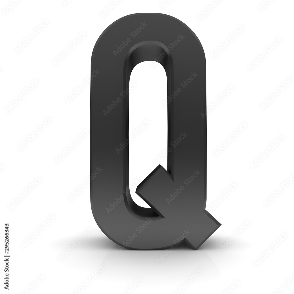 Q letter black 3d sign 3d rendering isolated on white Q letter black 3d sign 3d rendering isolated on white