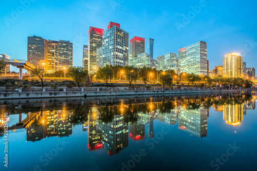 Downtown City skyline along the River in Beijing,China.