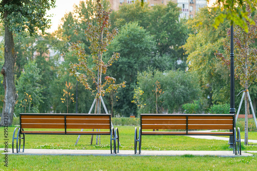 Obraz na plátně benches in the park