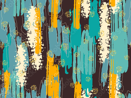 Colorful seamless pattern with abstract shapes. Modern collage illustration in vector