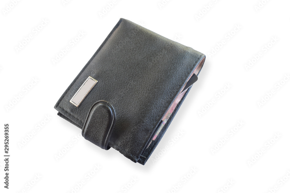 black leather wallet isolated on white background black leather wallet isolated on white background