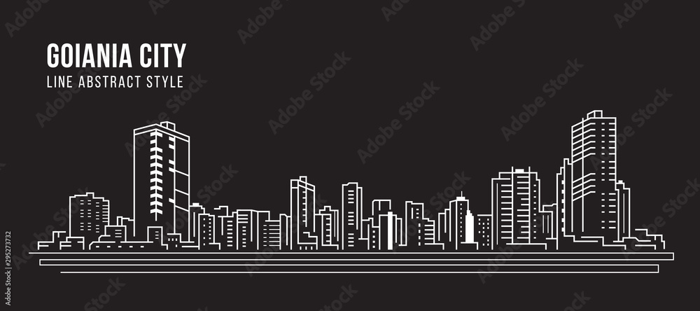 Cityscape Building panorama Line art Vector Illustration design - Goiania city