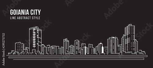 Cityscape Building panorama Line art Vector Illustration design - Goiania city