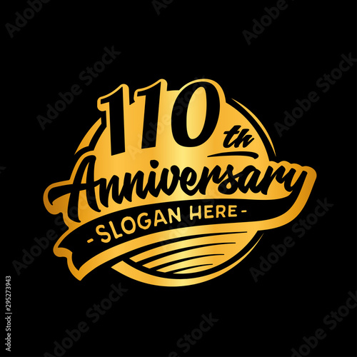 110 years anniversary design template. One hundred and ten years logo. Vector and illustration. 