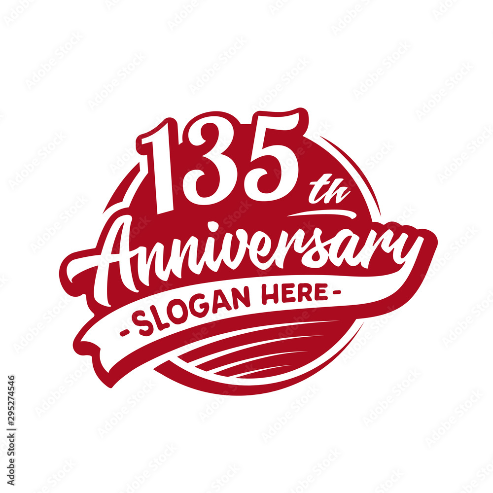 135 years anniversary design template. One hundred and thirty-five years logo. Vector and illustration. 