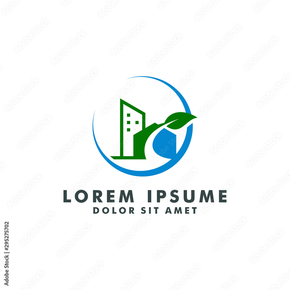 Fototapeta premium Nature real estate logo, building constuction vector icon design