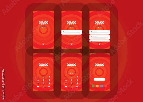 Wallpaper Mural Phone Pin Lock Set on Smartphone with Security User Interface User Experience UI Vector Illustration Torontodigital.ca