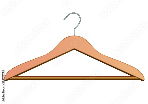 Wooden hanger for clothes. Isolated on white.