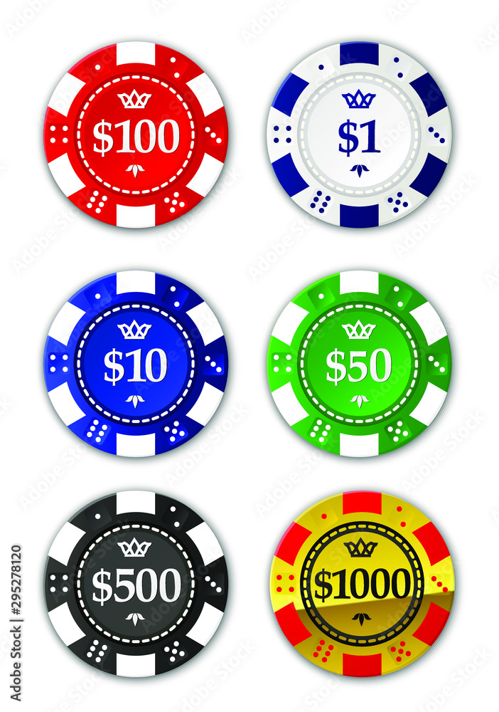 Colorful poker chips collection.