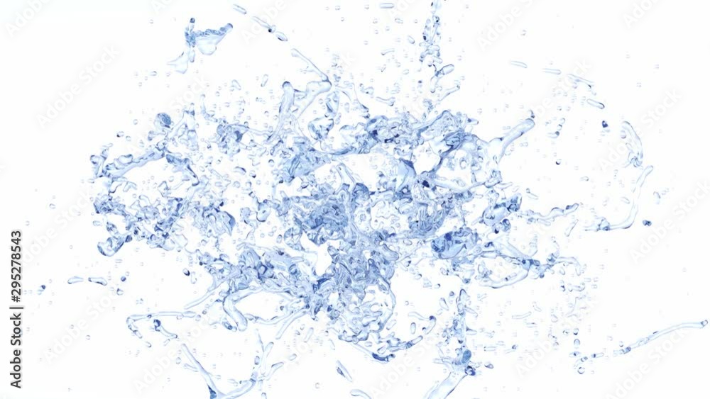 abstract isolated colored water splash with drops in front of white background