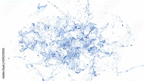 abstract isolated colored water splash with drops in front of white background
