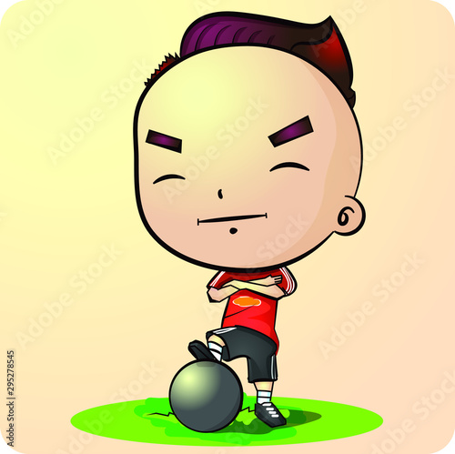 Boy faverite football player. photo