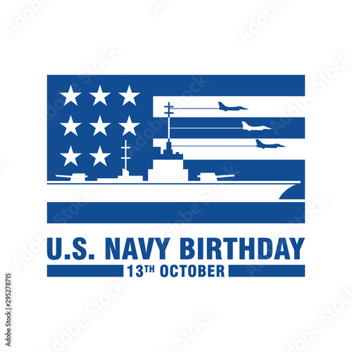 Logo of U.S. Navy Birthday. 13th October. Vector Illustration.