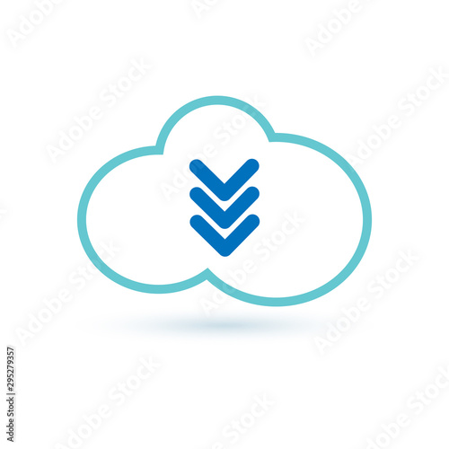 Download from the internet cloud flat line icon infographic illustration template for web, app or brochure. Vector illustration.