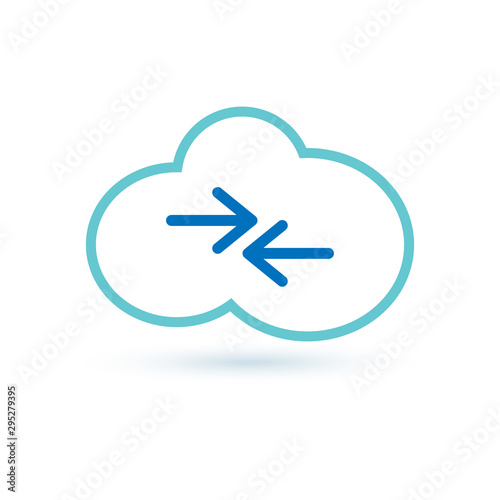 Download from the internet cloud flat line icon infographic illustration template for web, app or brochure. Vector illustration.