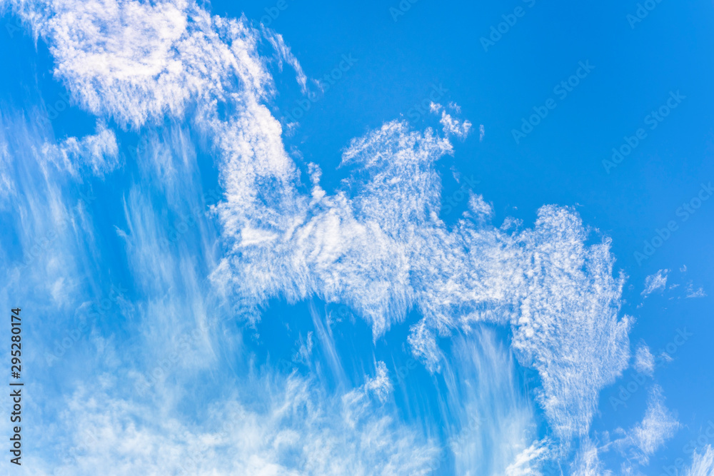 Fototapeta premium blue sky and dragon shaped cirrus clouds over the sky of tokyo.