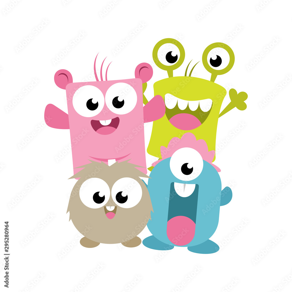 The Cute Monsters Set Illustration The Cute Monsters Set Illustration