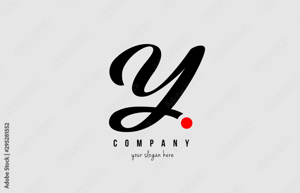 Y black and white alphabet letter with red circle for company logo icon ...