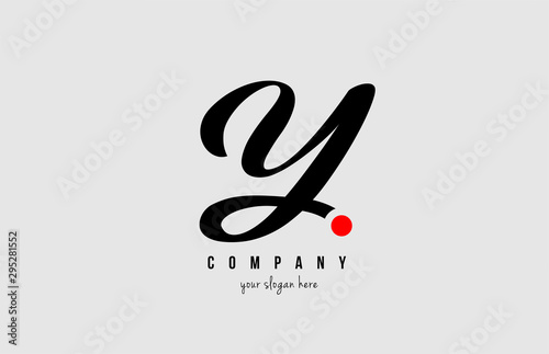 Y black and white alphabet letter with red circle for  company logo icon design