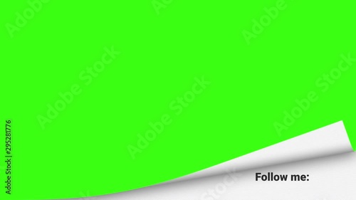 Green Screen Effect of Page Turn with Follow Me Words Animation.