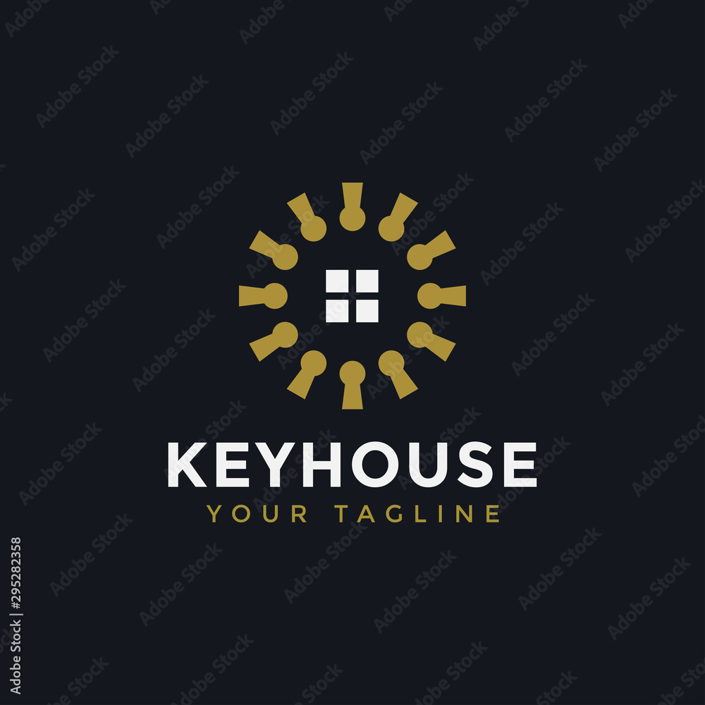 Circle Key and Window House Real Estate Logo Design Template Circle Key and Window House Real Estate Logo Design Template