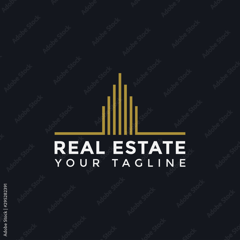 Abstract Simple Elegant Real Estate Logo Line Design Template