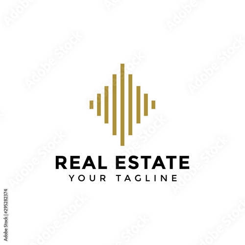 Abstract Simple Elegant Real Estate Logo Line Design Template