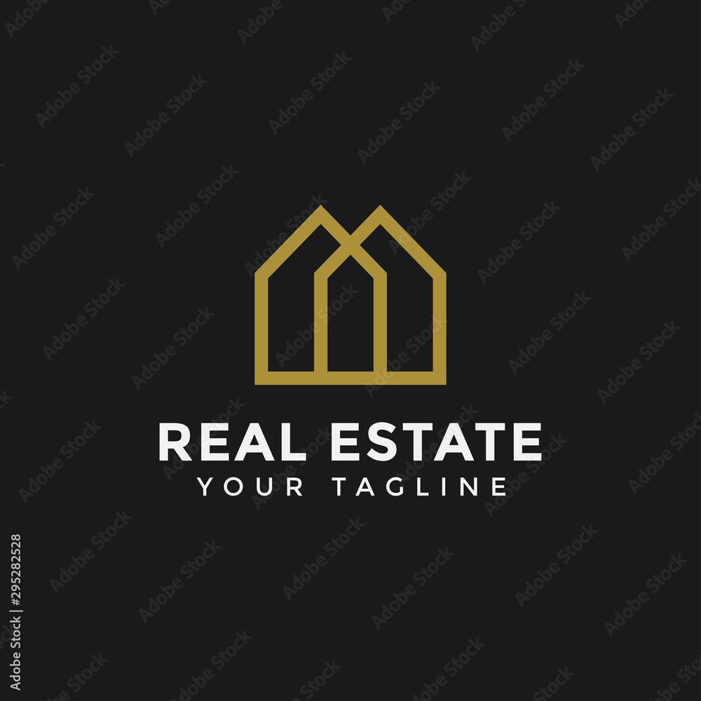 Abstract Simple Elegant Real Estate Logo Line Design Template