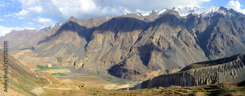 Nisur village in the beautiful Bartang Valley, Pamir Mountain Range, Tajikistan
