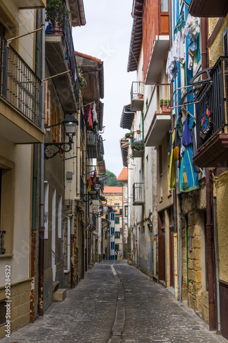 Old streets of Getaria town, Basque Country, Spain