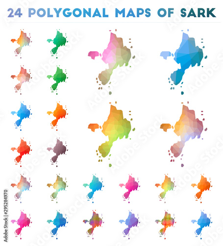 Bild auf Leinwand Set of vector polygonal maps of Sark